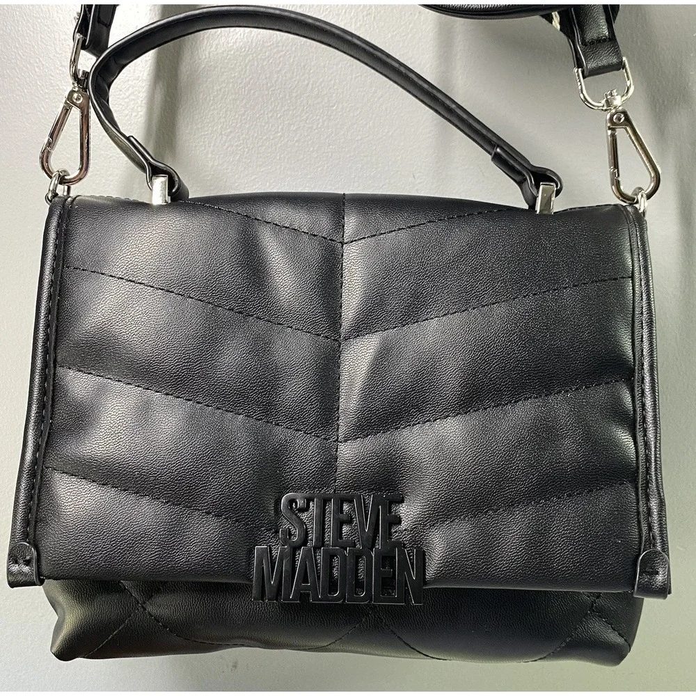 Steve Madden BZOLA Black Satchel Crossbody Bag w/coin‎ Purse/handle NWOT 7x9x5